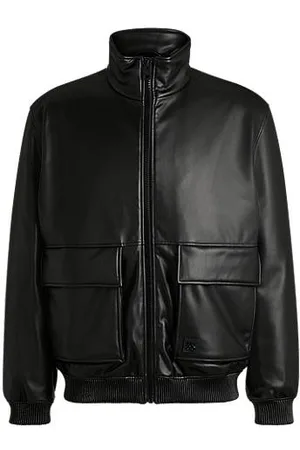 HUGO BOSS Jacke aus Kunstleder mit Stack-Logo