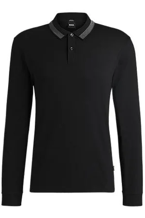 HUGO BOSS Slim-Fit Poloshirt aus merzerisierter Baumwolle mit Kragen-Detail