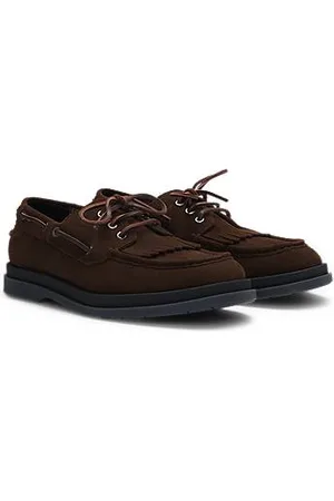 HUGO BOSS Mokassins aus Veloursleder mit Fransenbesatz