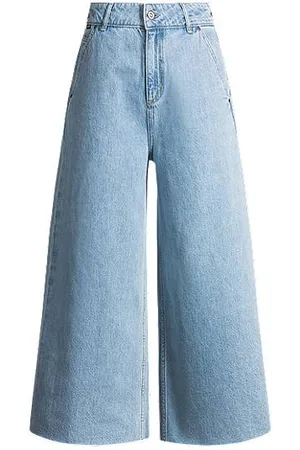 HUGO BOSS Cropped-Jeans aus mittelblauem Denim mit weitem Beinverlauf