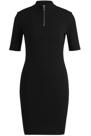 HUGO BOSS Kleid aus Baumwoll-Mix mit Reißverschluss am Kragen