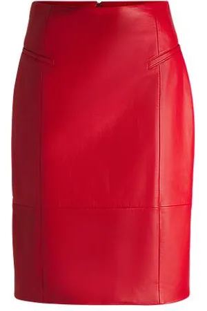 HUGO BOSS Bleistiftrock aus schimmerndem Leder
