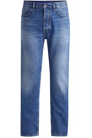 HUGO BOSS Regular-Fit Jeans aus dunkelblauem Stone-washed-Denim