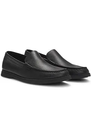 HUGO BOSS Mokassins aus gewalktem Leder mit Logo-Detail