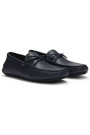 HUGO BOSS Mokassins aus genarbtem Leder mit Profilsohle