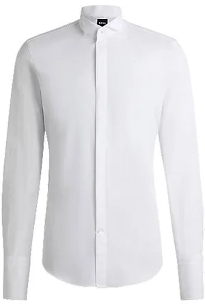 HUGO BOSS Slim-Fit Smokinghemd aus bügelleichter Baumwoll-Popeline