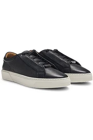 HUGO BOSS Gary Sneakers aus genarbtem Leder mit Logo-Schlaufe an den Schnürsenkeln