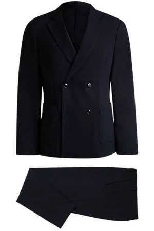 HUGO BOSS Fein gemusterter Slim-Fit Anzug aus Woll-Mix