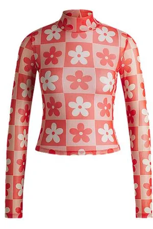 HUGO BOSS Slim-Fit Top aus Stretch-Mesh mit Print der Saison