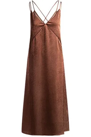 HUGO BOSS Trägerkleid aus Satin in Knitter-Optik