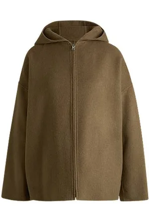 HUGO BOSS Kapuzenmantel aus zweiseitigem Woll-Mix