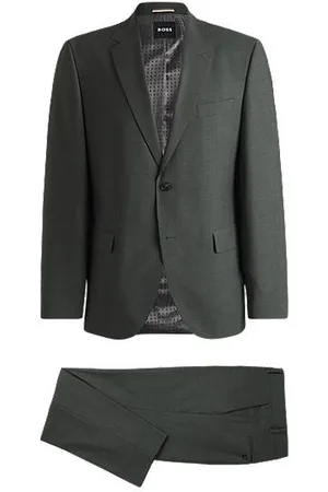 HUGO BOSS Regular-Fit Anzug aus meliertem knitterfreiem Gewebe