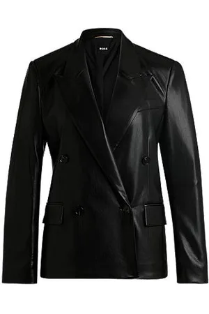 HUGO BOSS Zweireihiger Regular-Fit Blazer aus Kunstleder