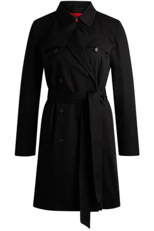 HUGO BOSS Zweireihiger Regular-Fit Trenchcoat aus Baumwolle