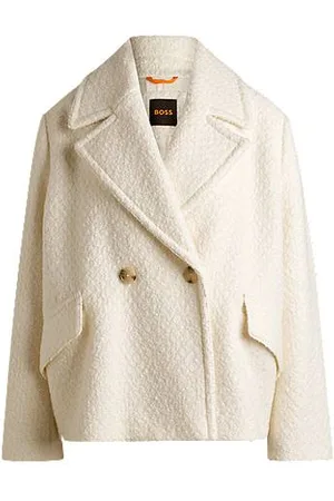 HUGO BOSS Loose-Fit Mantel aus Bouclé mit zweireihiger Knopfleiste