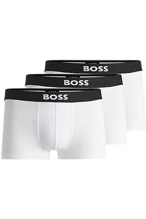 HUGO BOSS Dreier-Pack eng anliegende Boxershorts aus Stretch-Baumwolle mit kurzem Bein und Logos am Bund