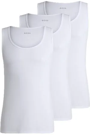 HUGO BOSS Dreier-Pack Tanktops aus Baumwolle mit Logo-Stickerei