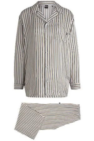 HUGO BOSS Gestreifter Pyjama aus mattem Modal-Satin