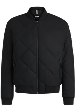 HUGO BOSS Regular-Fit Jacke mit Rautensteppung und Ripp-Bündchen aus Baumwolle