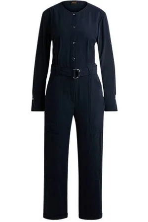 HUGO BOSS Jumpsuit mit Gürtel und Druckknopfleiste