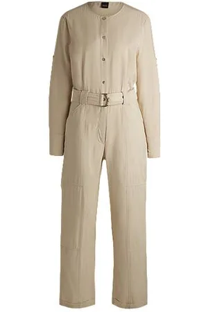HUGO BOSS Jumpsuit mit Gürtel und Druckknopfleiste