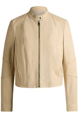 HUGO BOSS Regular-Fit Jacke aus genarbtem Leder