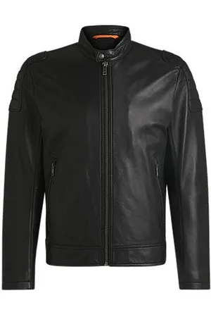 HUGO BOSS Regular-Fit Jacke aus softem Leder