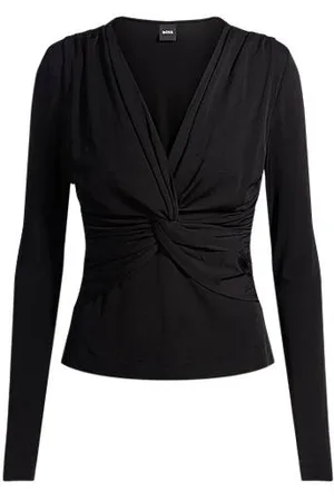 HUGO BOSS Top aus Stretch-Jersey mit Twist-Front