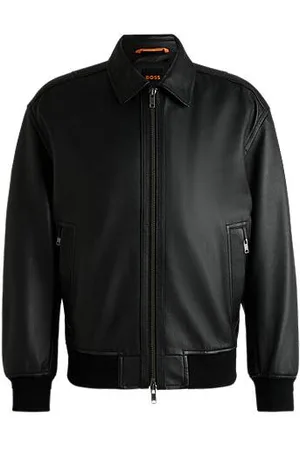HUGO BOSS Relaxed-Fit Bomberjacke aus behandeltem Leder