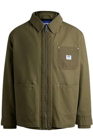 HUGO BOSS Wattierte Relaxed-Fit Jacke aus Baumwolle mit gerippten Abschlüssen