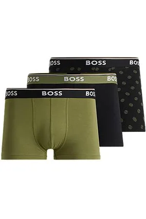 HUGO BOSS Dreier-Pack eng anliegende Boxershorts mit kurzem Bein aus Stretch-Baumwolle mit Logo-Bund