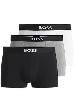HUGO BOSS Dreier-Pack eng anliegende Boxershorts aus Stretch-Baumwolle mit kurzem Bein und Logos am Bund