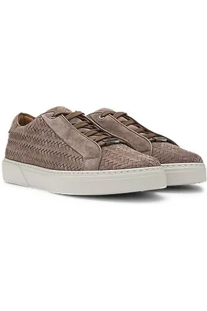 HUGO BOSS SELECTED BY SHOHEI OHTANI Gary Sneakers aus gewebtem Veloursleder mit verdeckten Schnürsenkeln