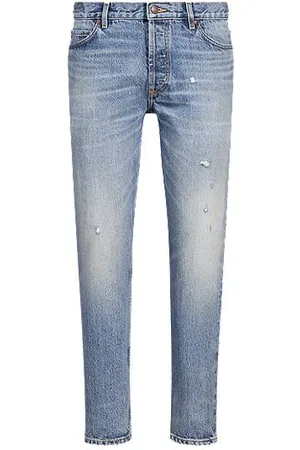 HUGO BOSS Blaue Tapered-Fit Jeans aus festem Denim
