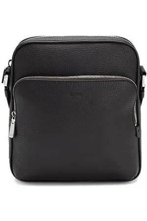HUGO BOSS Reporter-Tasche aus italienischem Leder mit Logo-Prägung