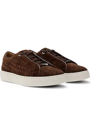 HUGO BOSS SELECTED BY SHOHEI OHTANI Gary Sneakers aus gewebtem Veloursleder mit verdeckten Schnürsenkeln