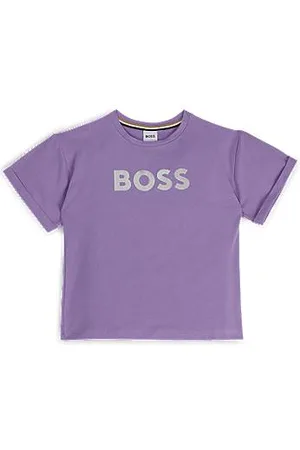 HUGO BOSS Kids-T-Shirt aus Stretch-Baumwolle mit Metallic-Logo