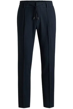 HUGO BOSS Slim-Fit Hose aus Schurwoll-Mix mit Seersucker-Struktur