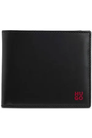 HUGO BOSS Klapp-Geldbörse aus Leder mit rotem Stack-Logo