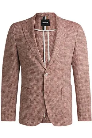 HUGO BOSS Regular-Fit Sakko aus fein gemustertem Tweed aus Baumwolle und Stretch