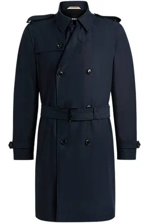 HUGO BOSS Slim-Fit Trenchcoat mit zweireihiger Knopfleiste