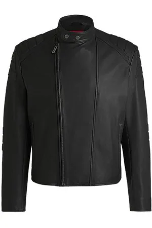 HUGO BOSS Lederjacke im Motorsport-Stil mit 3D-Details