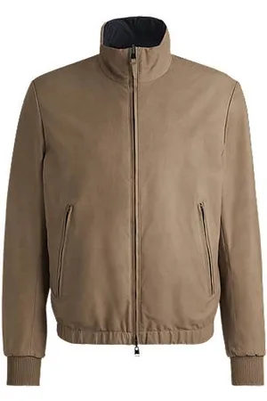 HUGO BOSS Wendejacke aus Nubukleder mit Zwei-Wege-Reißverschluss