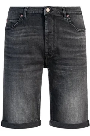 HUGO BOSS Schwarze Tapered-Fit Shorts aus bequemem Stretch-Denim