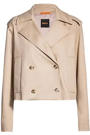 HUGO BOSS Kurzer Trenchcoat aus wasserabweisender Stretch-Baumwolle