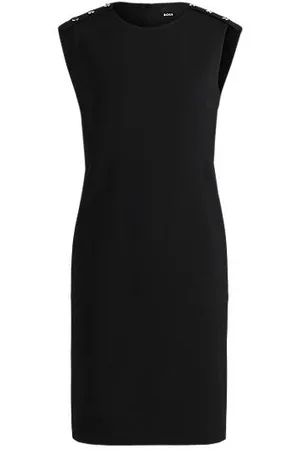HUGO BOSS Etuikleid aus Stretch-Gewebe mit geknöpften Schultern