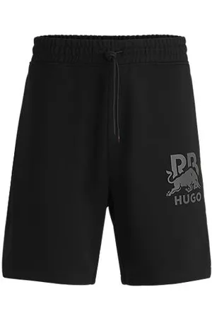 HUGO BOSS X RB Shorts aus Baumwoll-Terry mit Carbon-Stealth-Logo