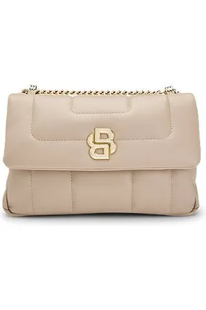 HUGO BOSS Gesteppte Schultertasche mit Double-B-Monogramm aus Metall