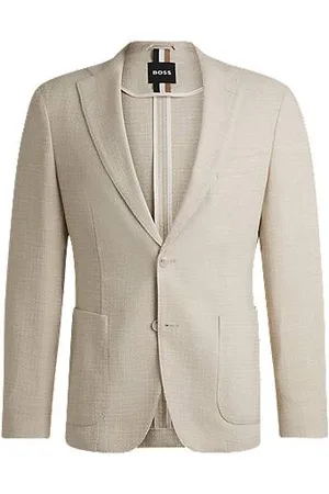 HUGO BOSS Regular-Fit Sakko aus fein gemustertem Tweed aus Baumwolle und Stretch