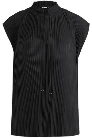HUGO BOSS Ärmelloses Top aus Stretch-Gewebe mit Plissee-Falten